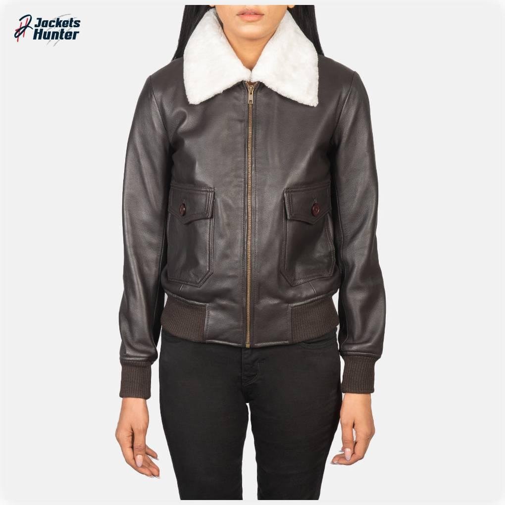 Stella G-1 Brown Leather Bomber Jacket - Image 4