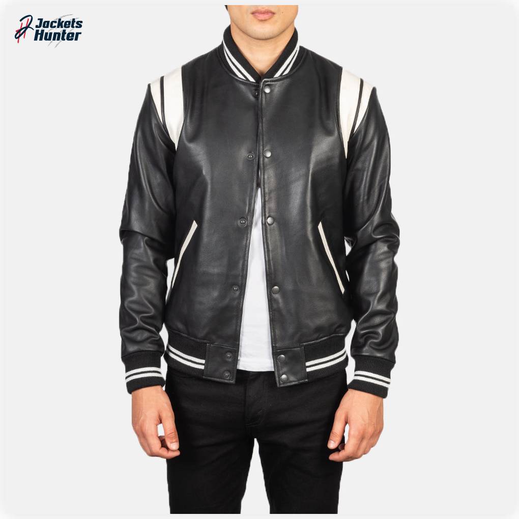 Dantee Black Leather Varsity Jacket