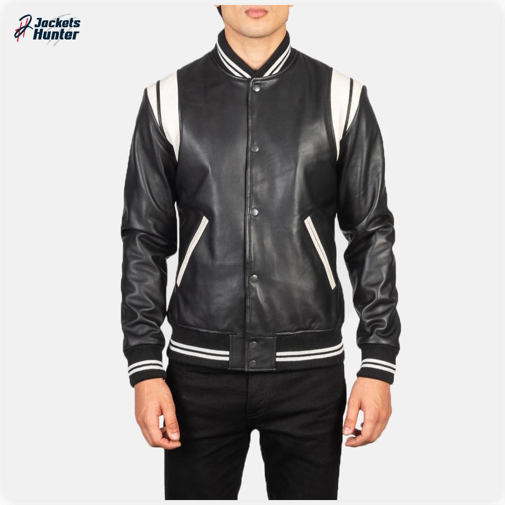 Dantee Black Leather Varsity Jacket - Image 4