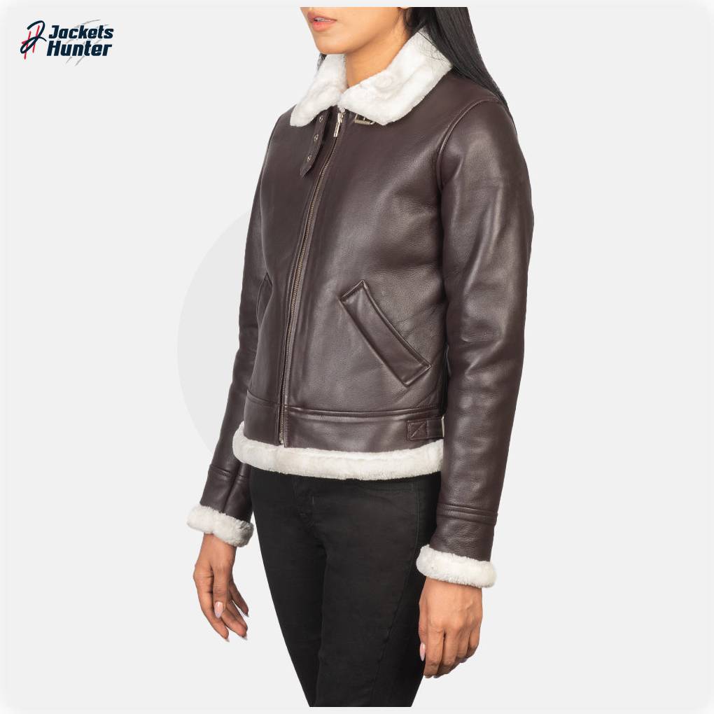 Sherilyn B-3 Maroon Leather Bomber Jacket - Image 2