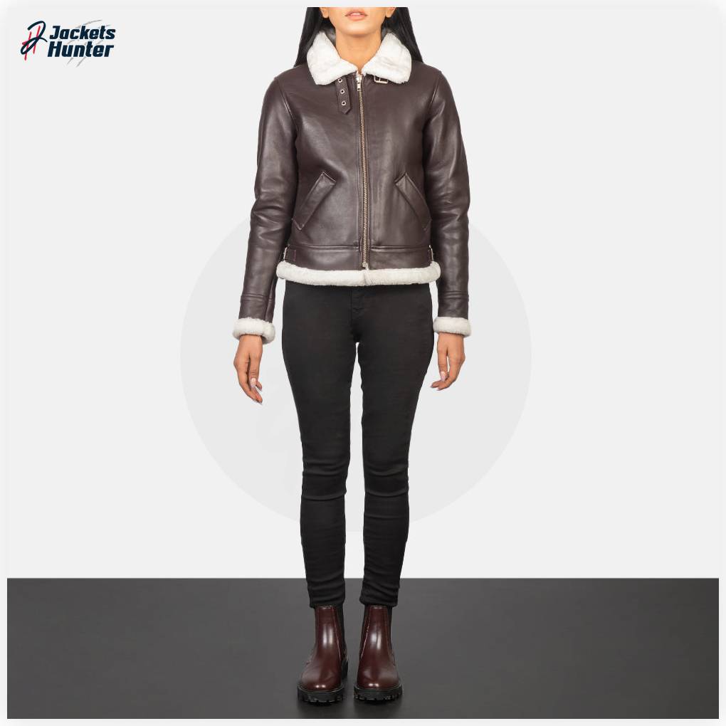 Sherilyn B-3 Maroon Leather Bomber Jacket - Image 3
