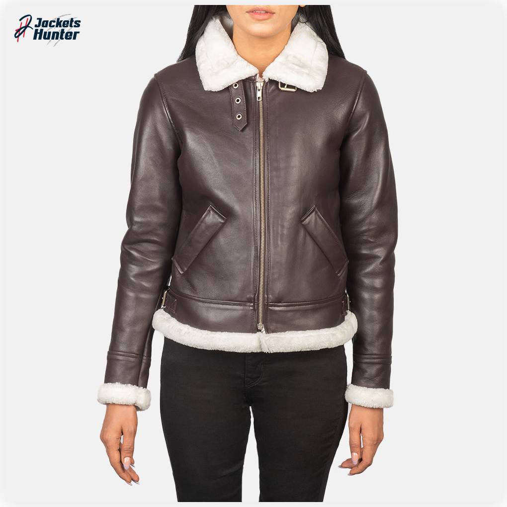 Sherilyn B-3 Maroon Leather Bomber Jacket - Image 4