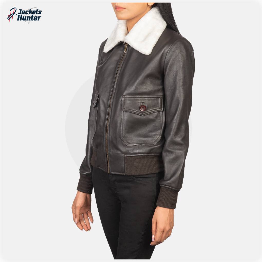 Stella G-1 Brown Leather Bomber Jacket - Image 2