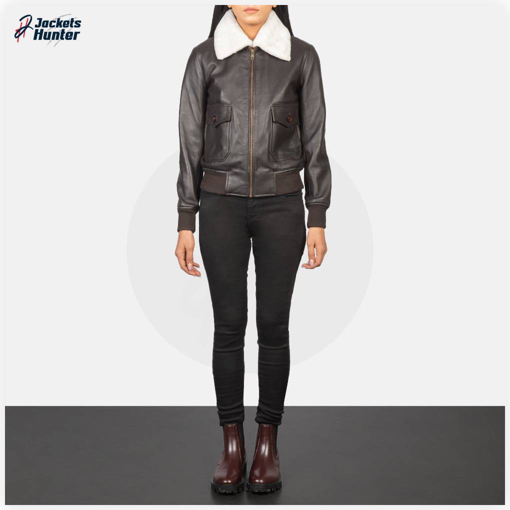 Stella G-1 Brown Leather Bomber Jacket - Image 3