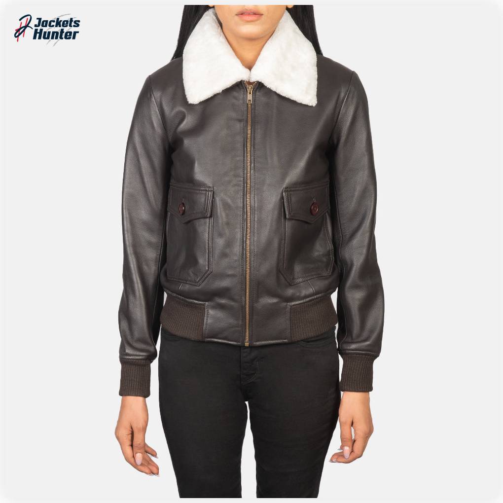 Stella G-1 Brown Leather Bomber Jacket - Image 4